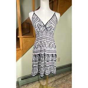 Cute Options Womens Babydoll Mini Dress Sz M Paisley Romantic Coquette Boho Y2K